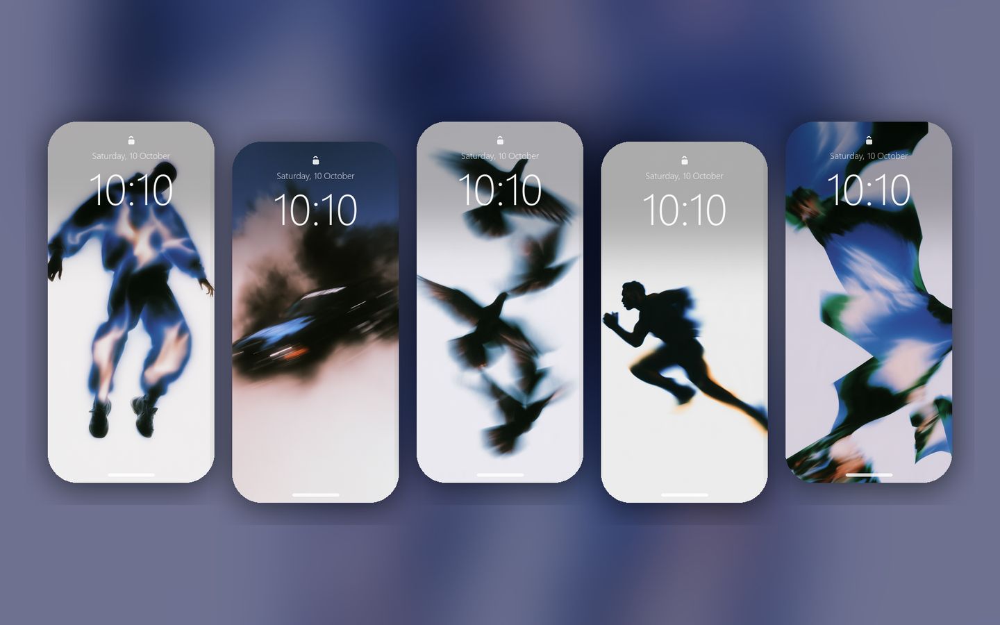 Lightweight Wallpaper Pack on five phone lock screens